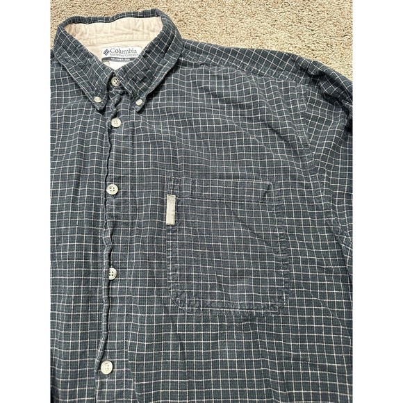 Columbia Mens Flannel Checkered Shirt Size 2XL Long Sleeve Button Up Dark Green - Picture 5 of 8